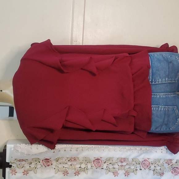 Express Ruffle Trim Long Sleeve Top Blouse Size L - Picture 5 of 9